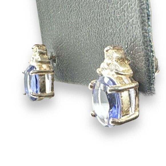 Sterling Silver Blue Cubic Zirconia Necklace and Earrings - Picture 6 of 8